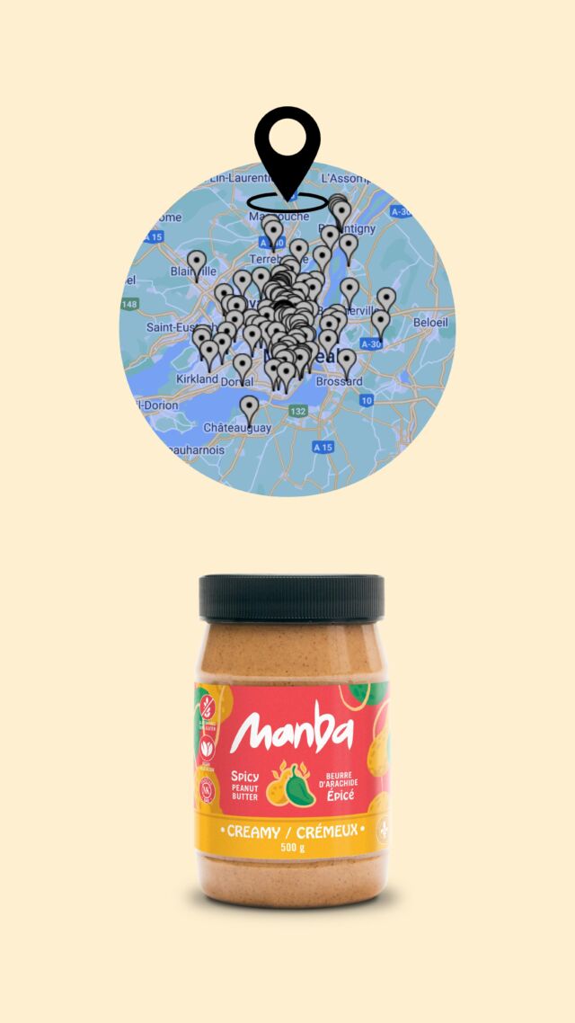 How to find Manba in your area:
1. Go to our website Manba.ca 
2. Select Retailers on the Menu
3. Allow to share location 
4. Select the store that is closest to you 
5. Head to Google Maps 
6. Enjoy your shopping trip 🛒🥜

#shopping #goodstuff #localbusiness #montreal #peanutbutter #healthy #convenient #haitianinspired #madeinmontreal