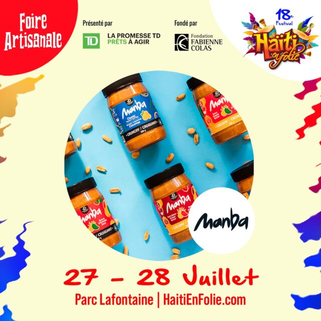 Manba will participate in Haiti en Folie at Parc Lafontaine this weekend, along with many amazing Haitian vendors. Stop by to say hi and indulge in some delicious spicy peanut butter! 

Manba participera à Haiti en Folie au Parc Lafontaine ce week-end, aux côtés de nombreux fabuleux vendeurs haïtiens. Passez nous voir et dégustez notre délicieux beurre de cacahuète épicé !
.
.
.
.
.
#spicypeanutbutter #haitienfolie #faitauquebec #ddmanba